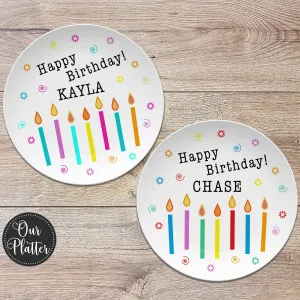 Happy Birthday Candles Personalized Plate