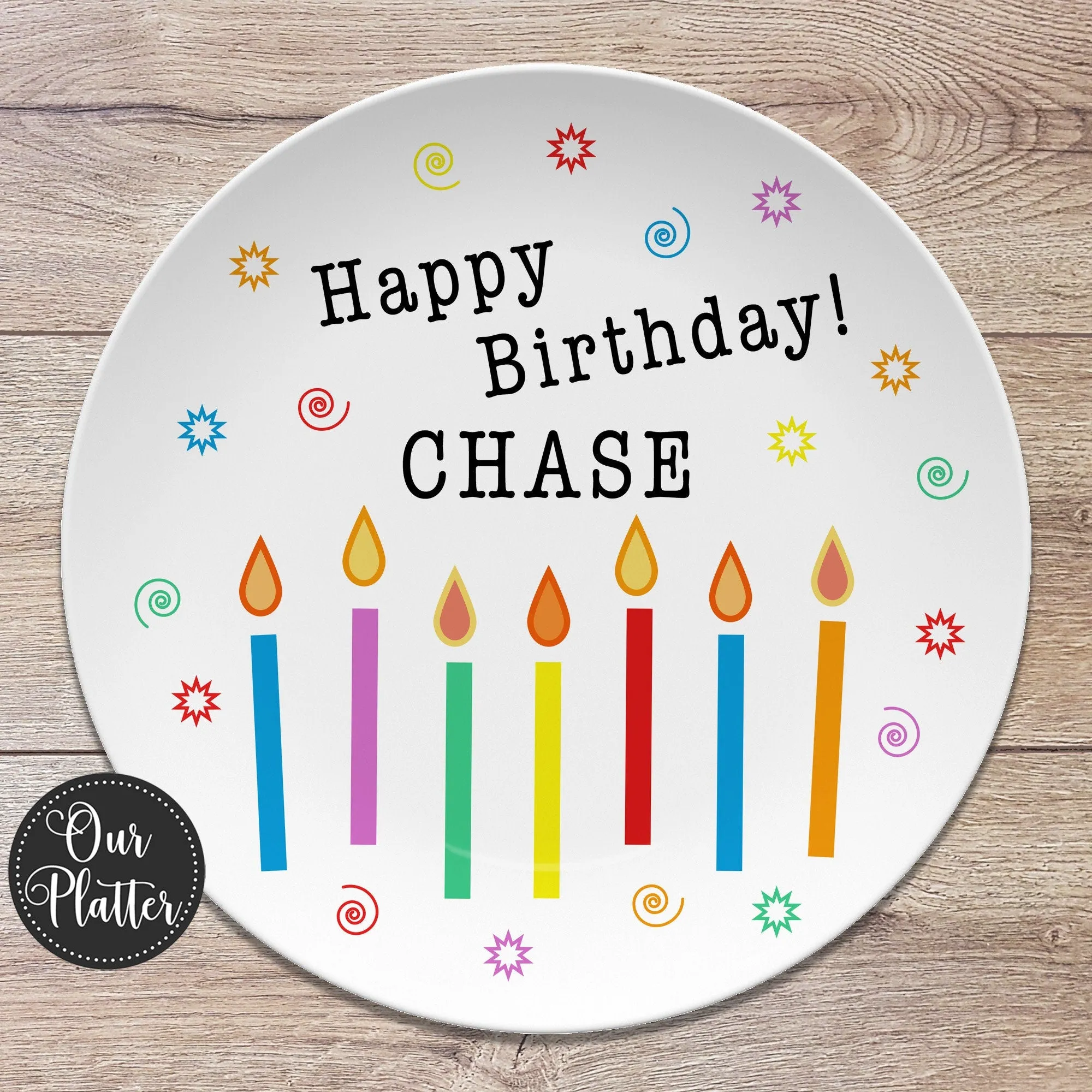 Happy Birthday Candles Personalized Plate