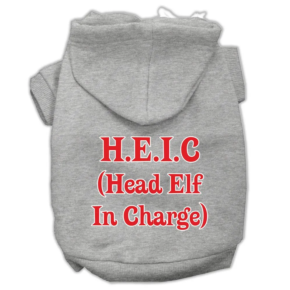 Head Elf In Charge Screen Print Pet Hoodies Grey Size Lg (14)