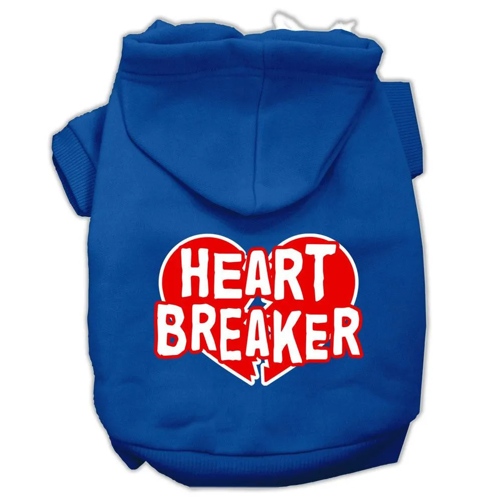 Heart Breaker Screen Print Pet Hoodies Blue Size Lg (14)