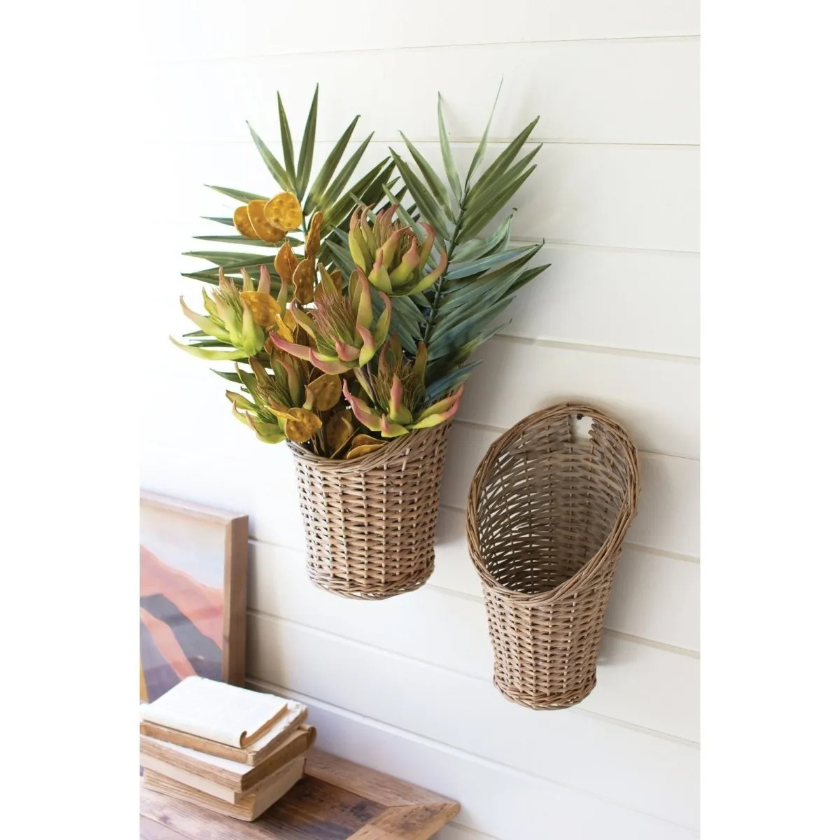 Kalalou - SET OF TWO RATTAN BASKETS - CLAN1094