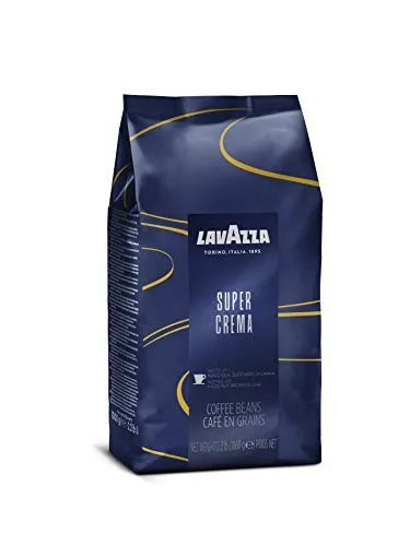 Lavazza Super Crema Whole Bean Coffee Blend, light-Medium Espresso Roast, 2.2 Pound (Pack of 1) ,Premium Quality, Aromatic, Mild and creamy