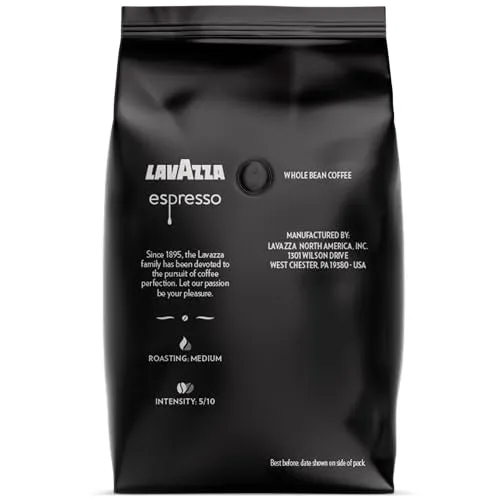 Lavazza Super Crema Whole Bean Coffee Blend, light-Medium Espresso Roast, 2.2 Pound (Pack of 1) ,Premium Quality, Aromatic, Mild and creamy