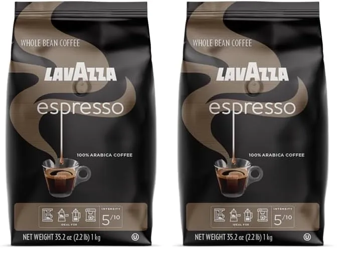 Lavazza Super Crema Whole Bean Coffee Blend, light-Medium Espresso Roast, 2.2 Pound (Pack of 1) ,Premium Quality, Aromatic, Mild and creamy