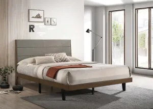 Mays Upholstered Platform Bed Walnut Brown and Grey