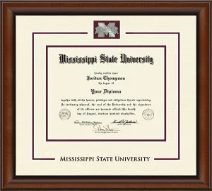 Mississippi State Embossed Spirit Medallion Diploma Frame