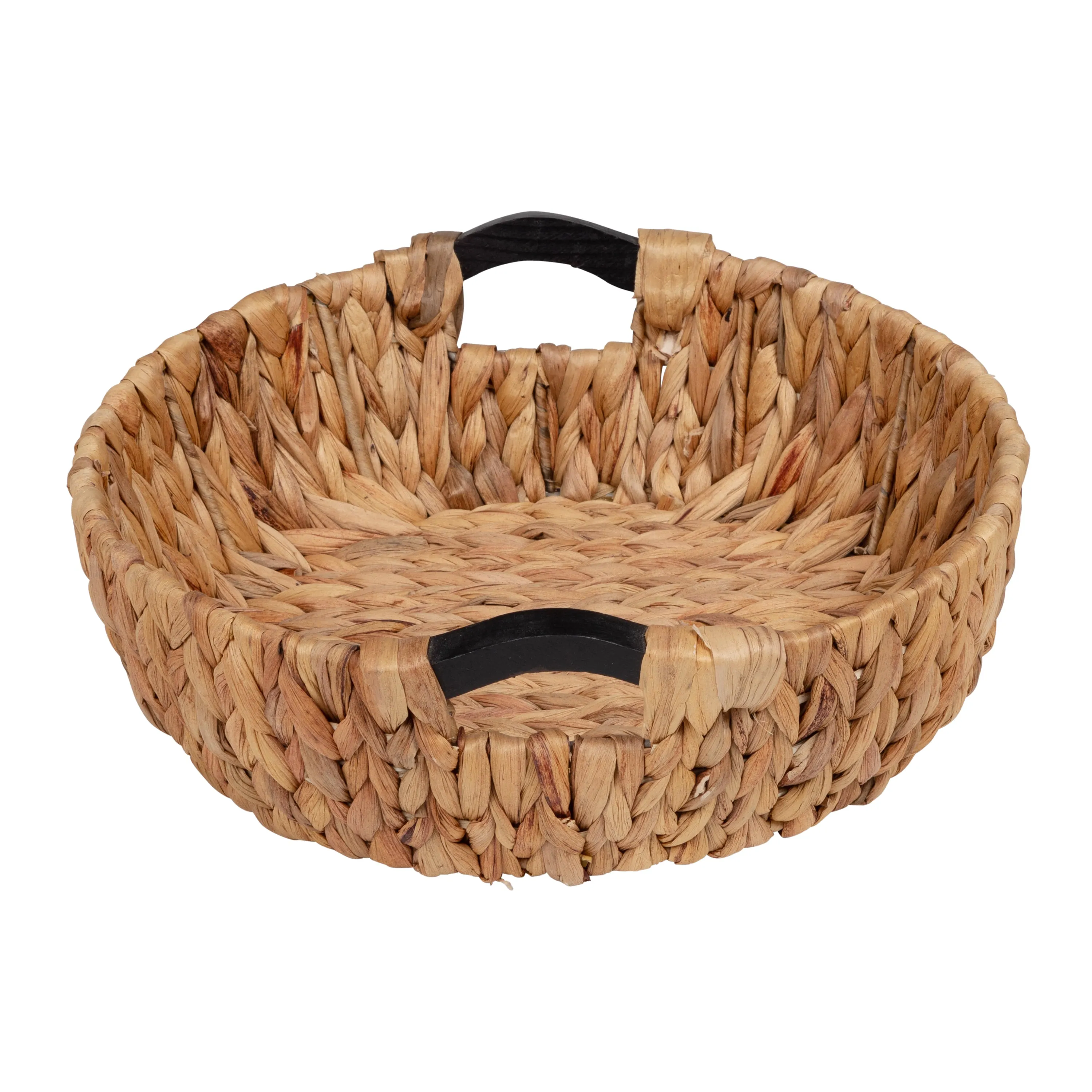 Natural Water Hyacinth Nesting Baskets with Wood Handles (Set of 3)