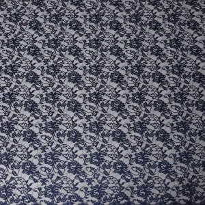 Navy Blue Floral Lace Fabric, 110 cm Width, Synthetic Material from Indonesia-D21133