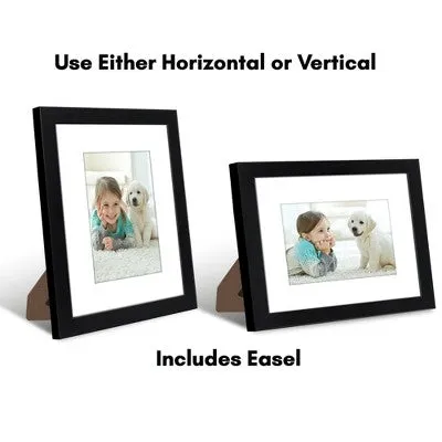 New - Americanflat Picture Frame with Mat - Wood with Glass Cover (2 Pack)