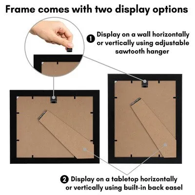 New - Americanflat Picture Frame with Mat - Wood with Glass Cover (2 Pack)