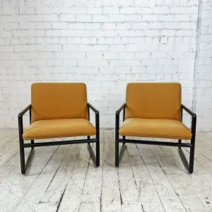 Pair of Ward Bennett Open Arm Chairs