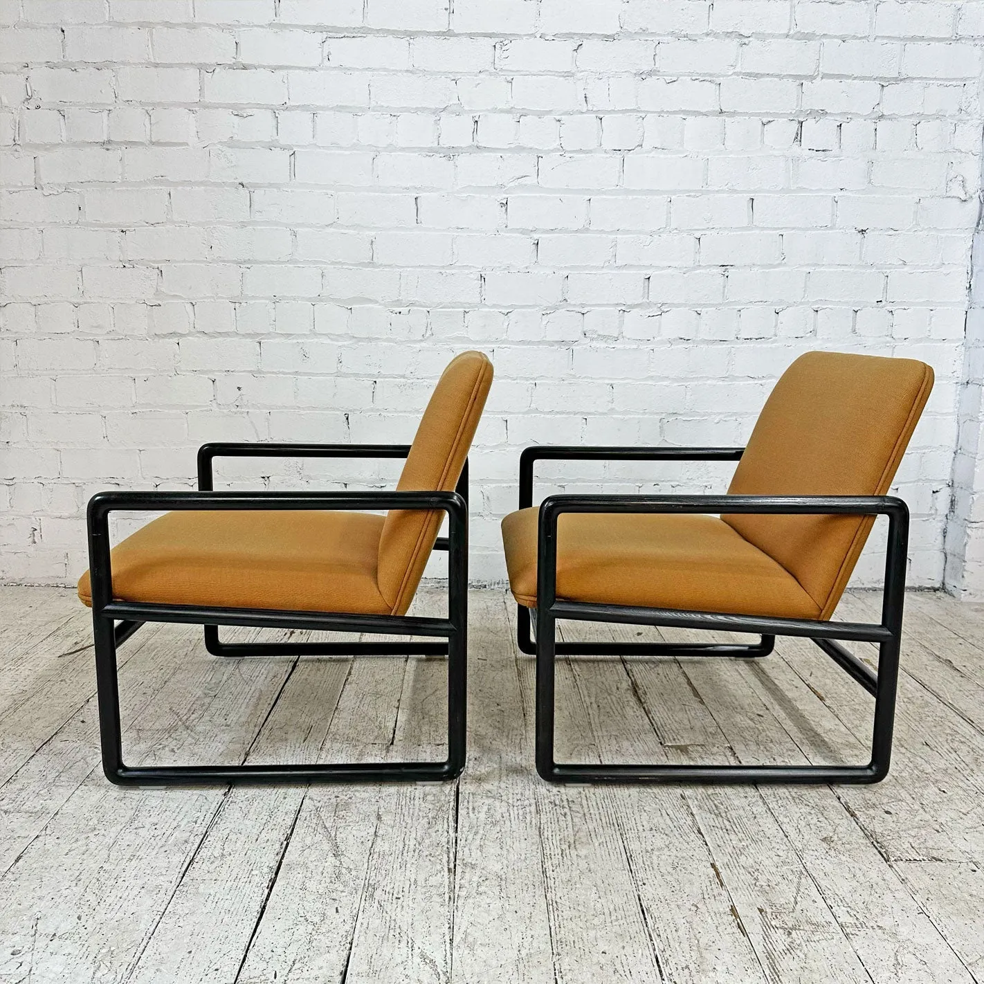 Pair of Ward Bennett Open Arm Chairs