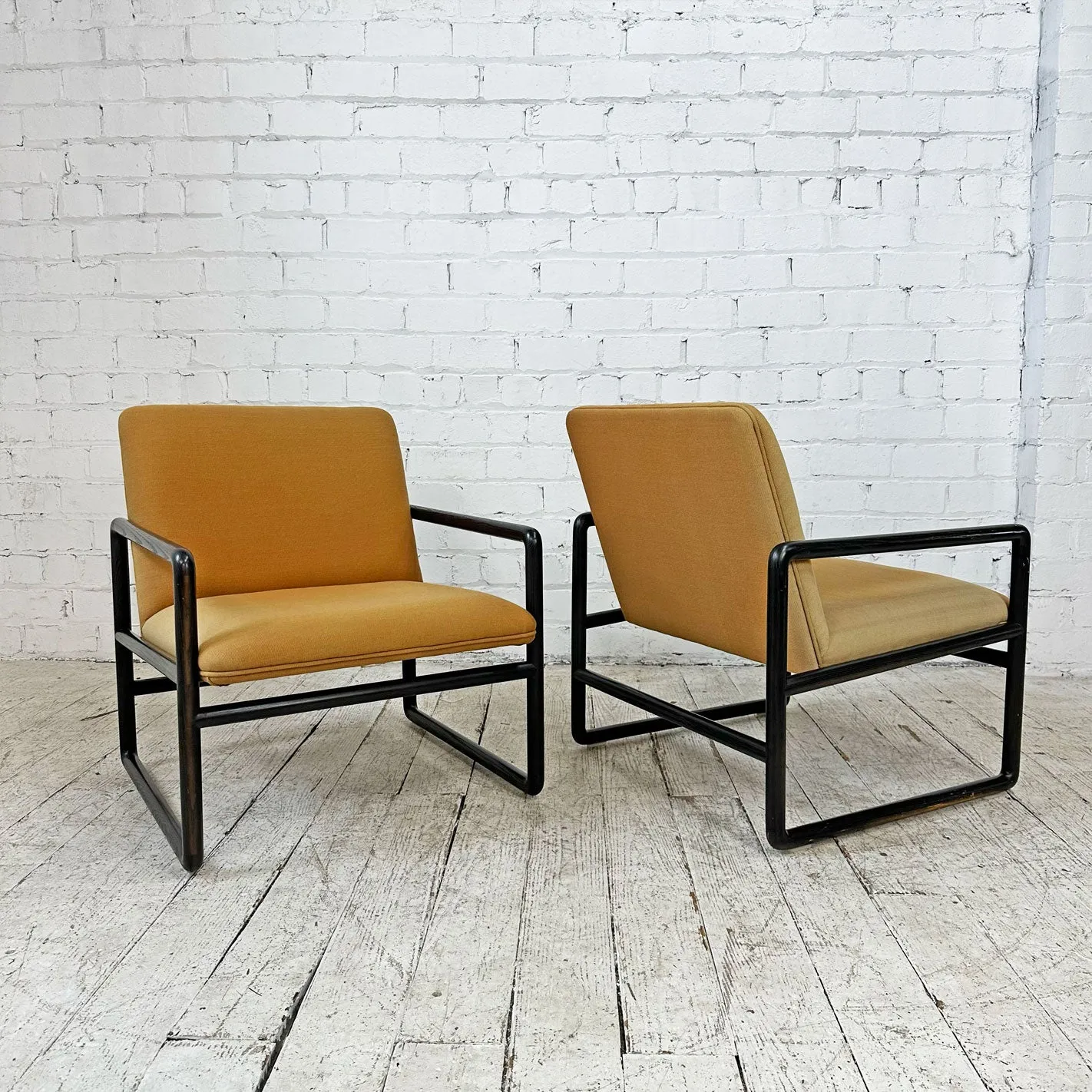 Pair of Ward Bennett Open Arm Chairs