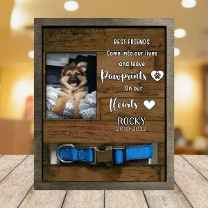 Pawprints On Our Hearts Picture Frame, Memorial Day Decorations For Dog Lovers