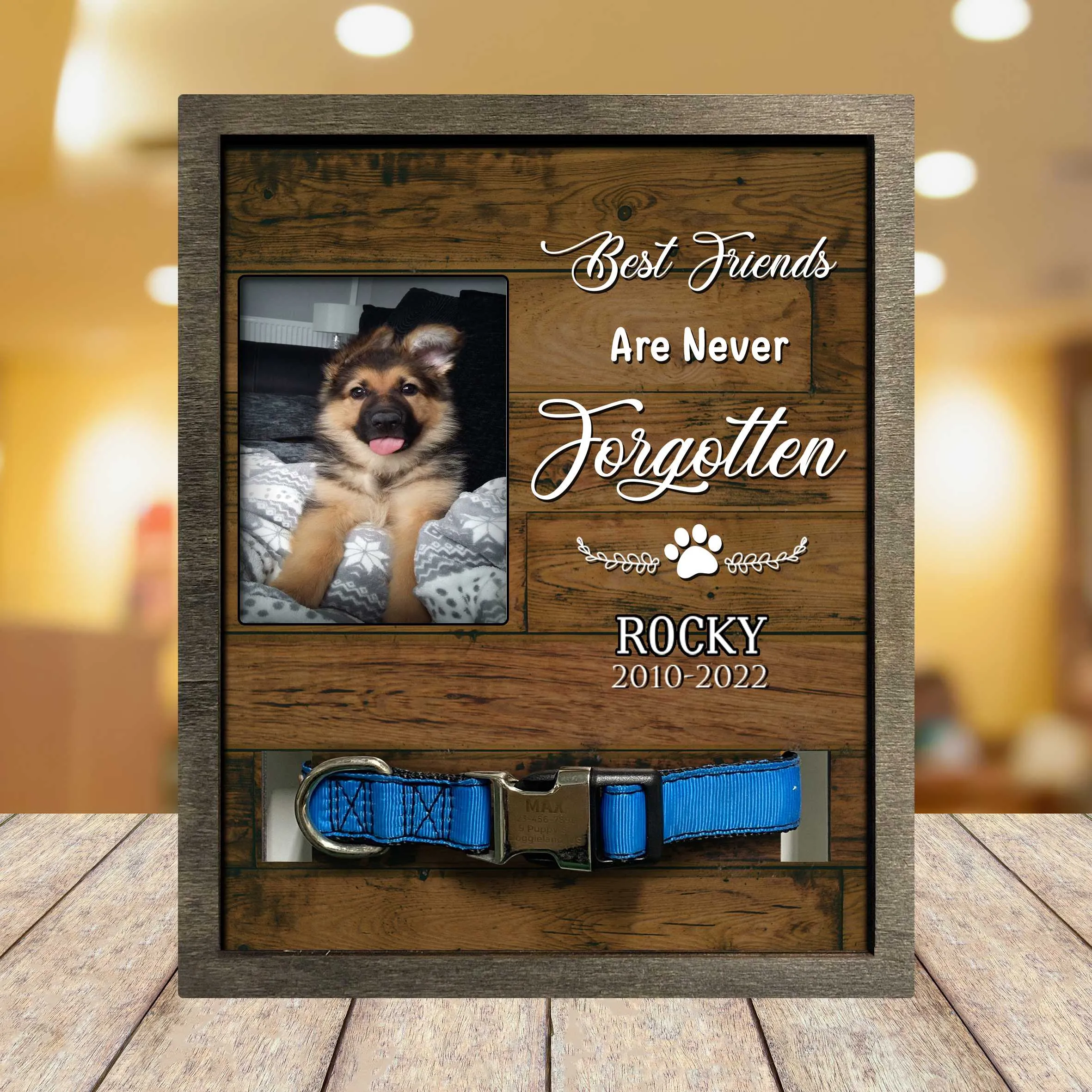 Pawprints On Our Hearts Picture Frame, Memorial Day Decorations For Dog Lovers