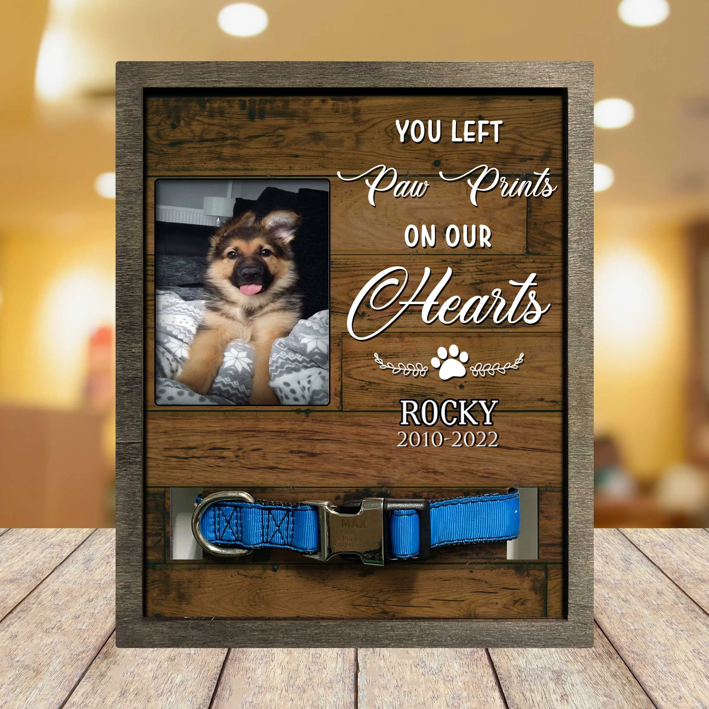 Pawprints On Our Hearts Picture Frame, Memorial Day Decorations For Dog Lovers