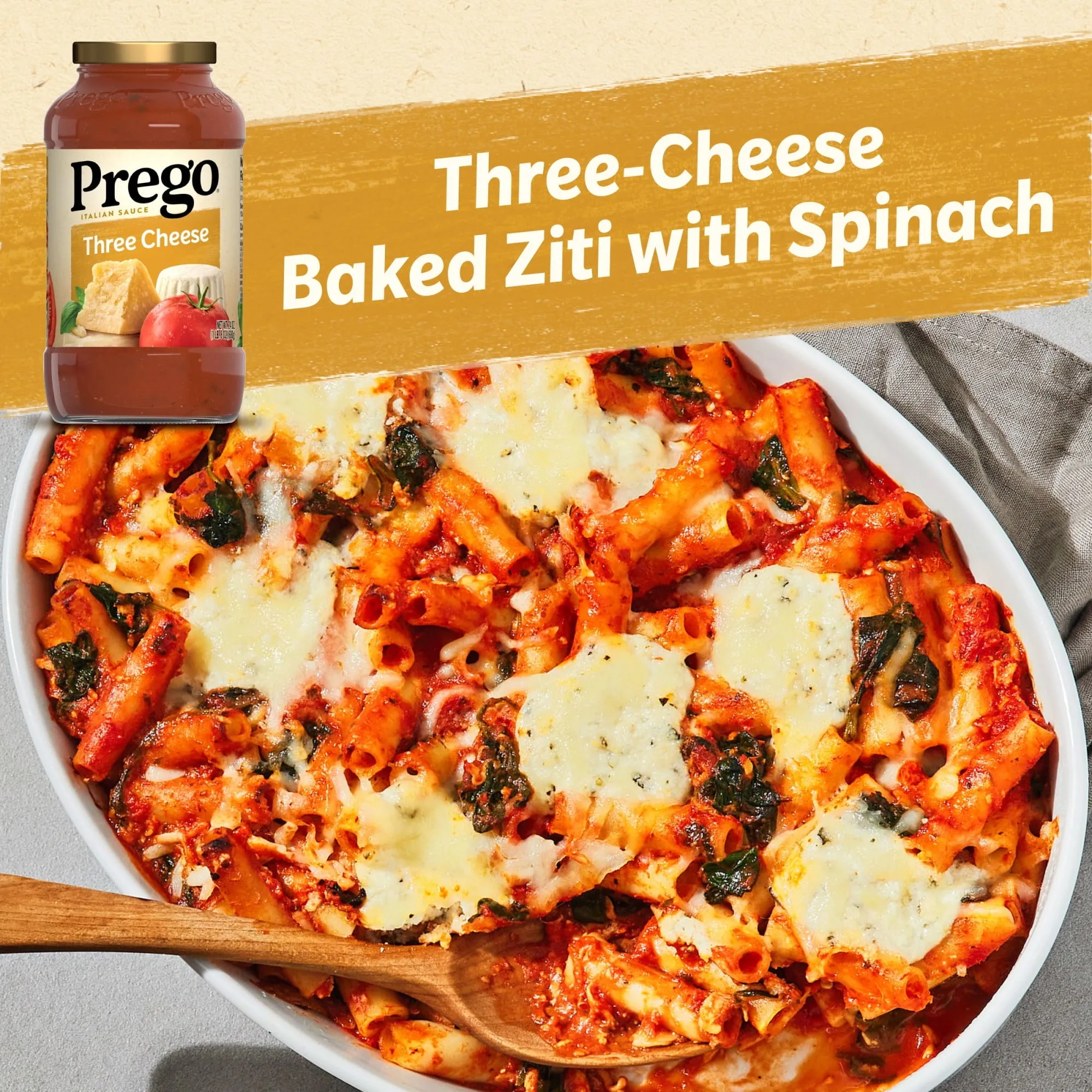 Prego Three Cheese Spaghetti Sauce, 24 oz Jar