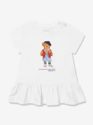 Ralph Lauren Baby Girls Bear T-Shirt Dress in White