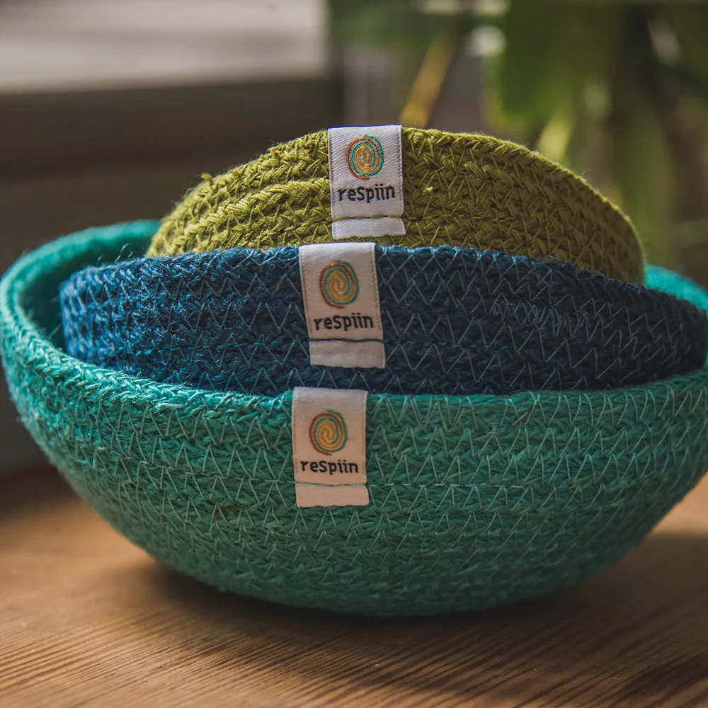 ReSpiin Jute Multicoloured Mini Bowl Set