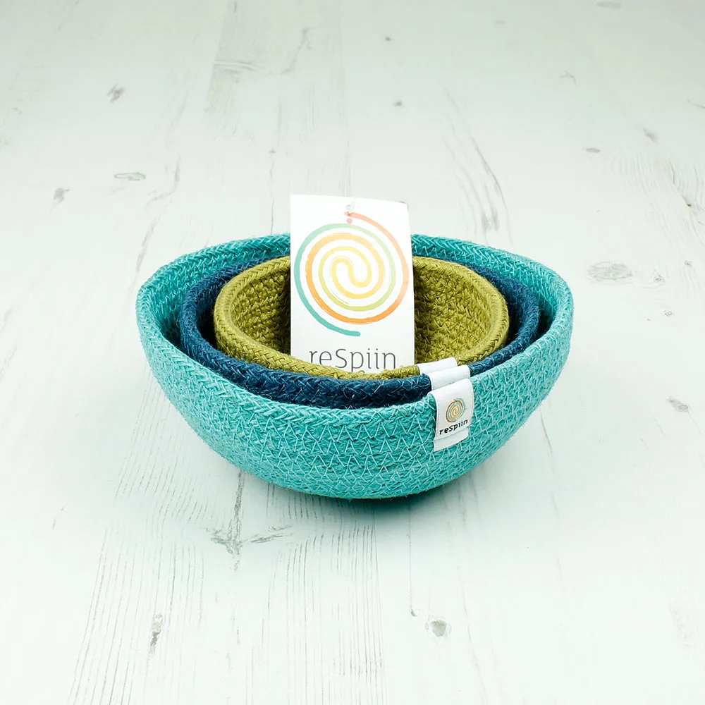 ReSpiin Jute Multicoloured Mini Bowl Set