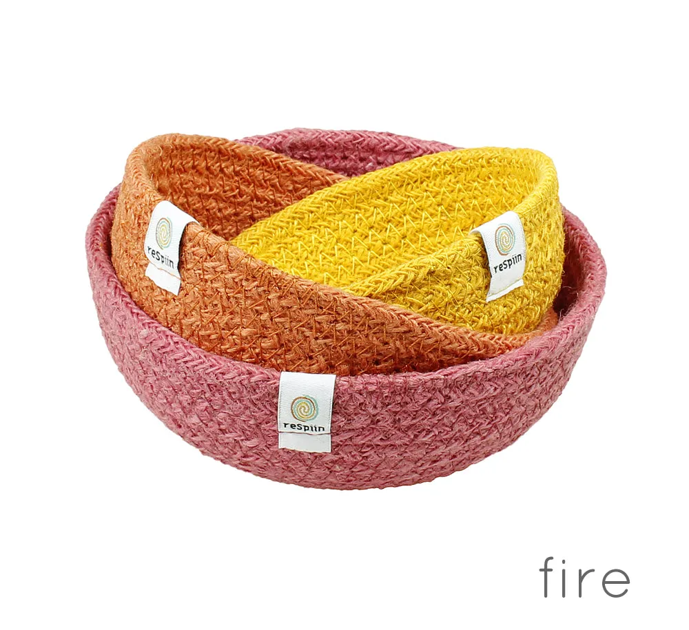 ReSpiin Jute Multicoloured Mini Bowl Set