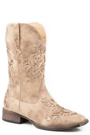 Roper Womens Beige Faux Leather Kennedy Cowboy Boots