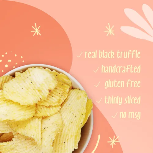 Ruffled Black Truffle & Cheese Sprinkled Potato Chips | 40g Pack by Atom Eats (Pack of 2)