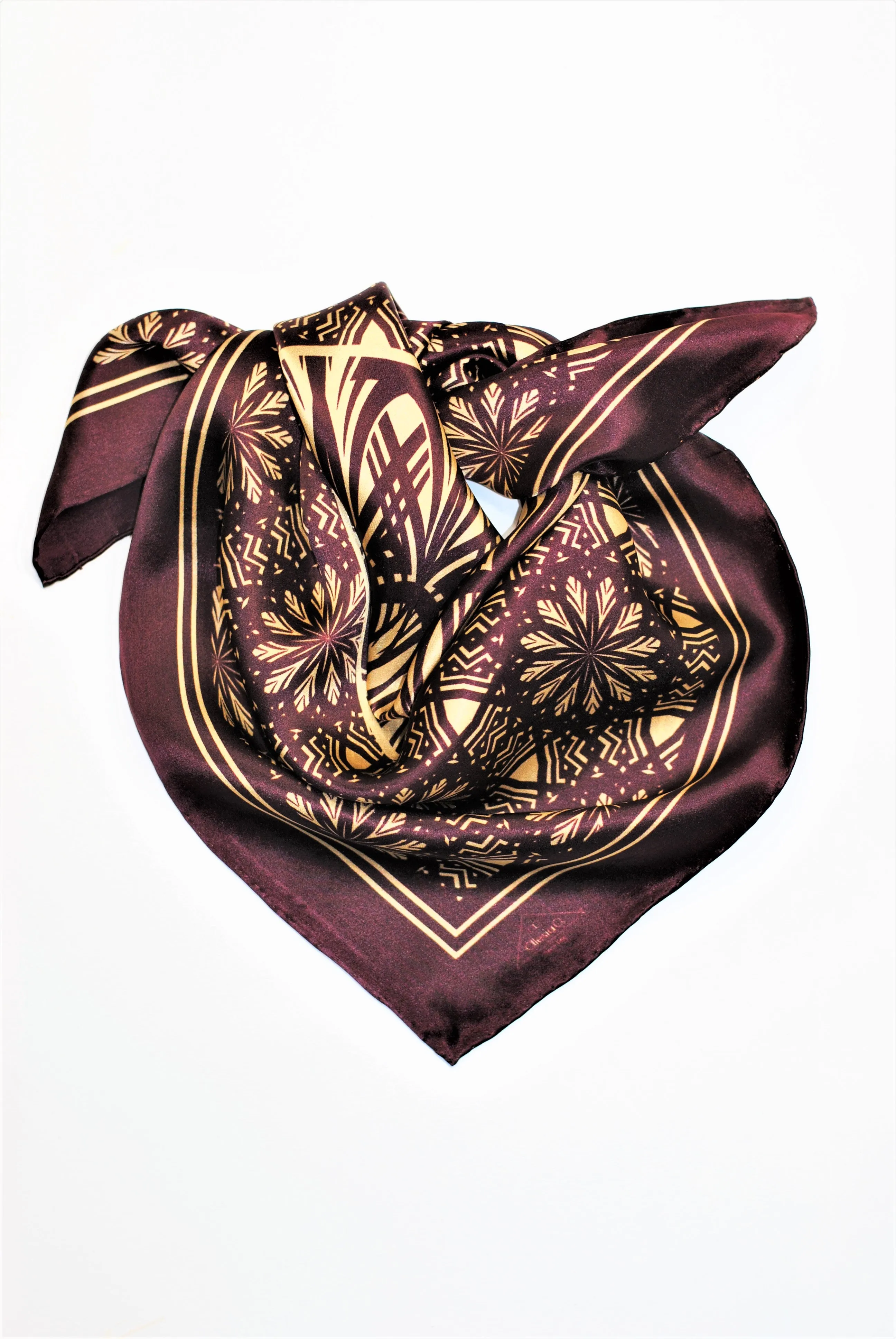 SERENITY Mandala 100% Silk Square Scarf in Brown Beige