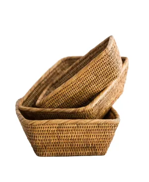 Three Piece Rattan Basket Set