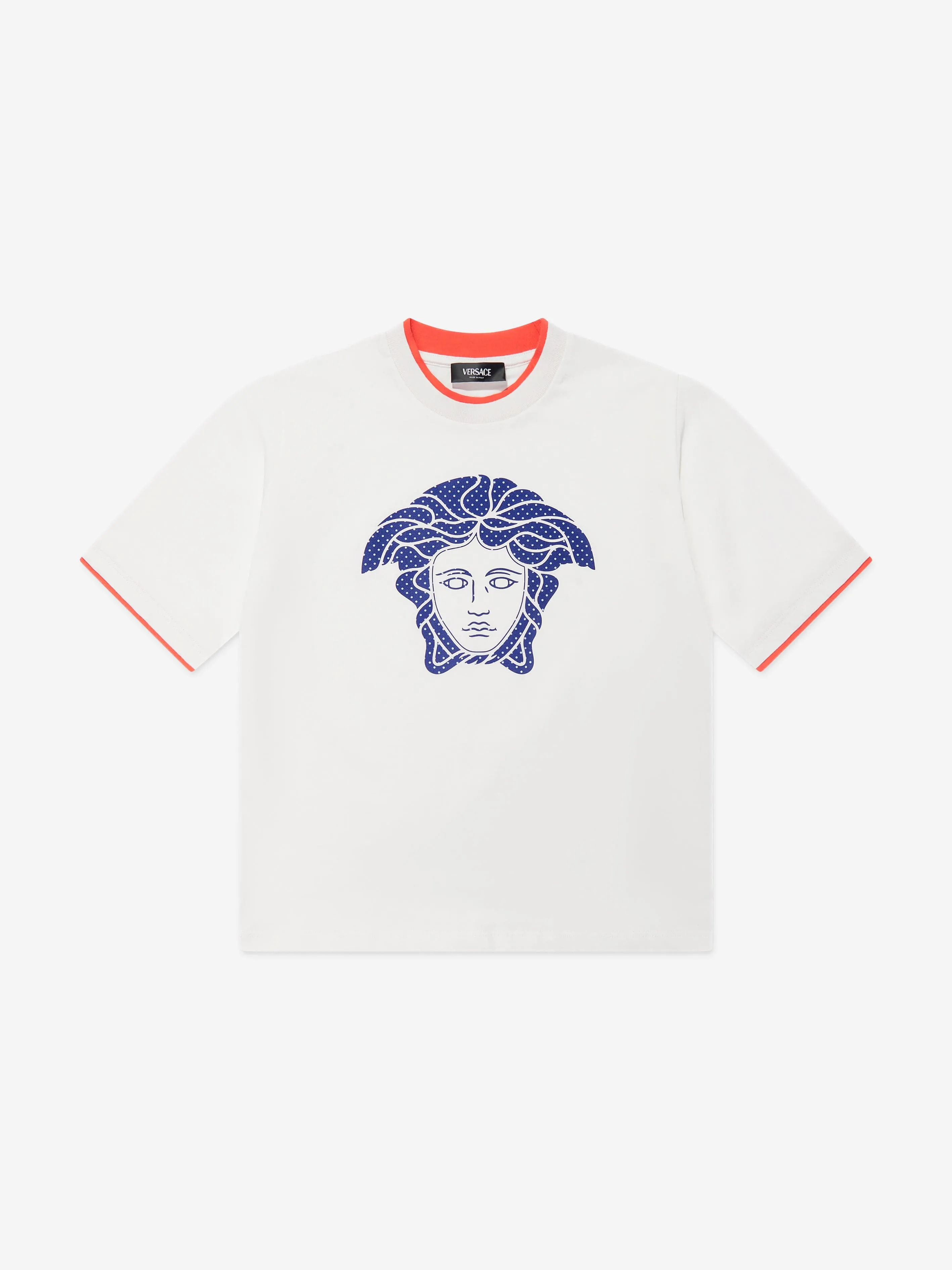 Versace Boys Jersey And Net Logo T-Shirt in White