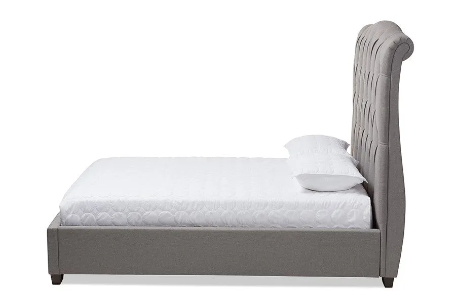 Victoire Light Grey Fabric Upholstered Platform Bed (Queen)