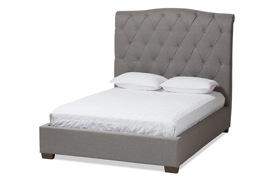 Victoire Light Grey Fabric Upholstered Platform Bed (Queen)