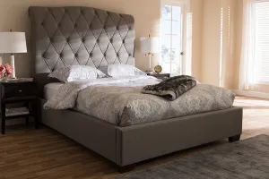 Victoire Light Grey Fabric Upholstered Platform Bed (Queen)