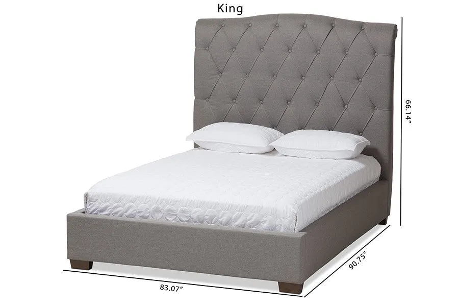 Victoire Light Grey Fabric Upholstered Platform Bed (Queen)