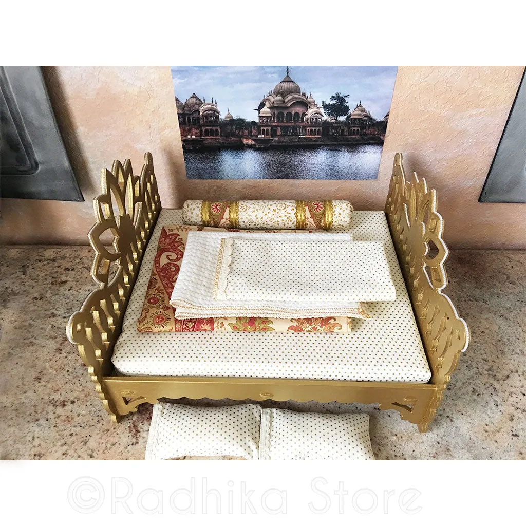 Vrindavan Opulence - Gold Lotus Bed - 14 1/2" Inch