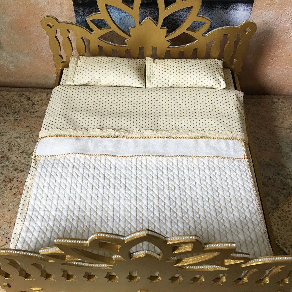 Vrindavan Opulence - Gold Lotus Bed - 14 1/2" Inch