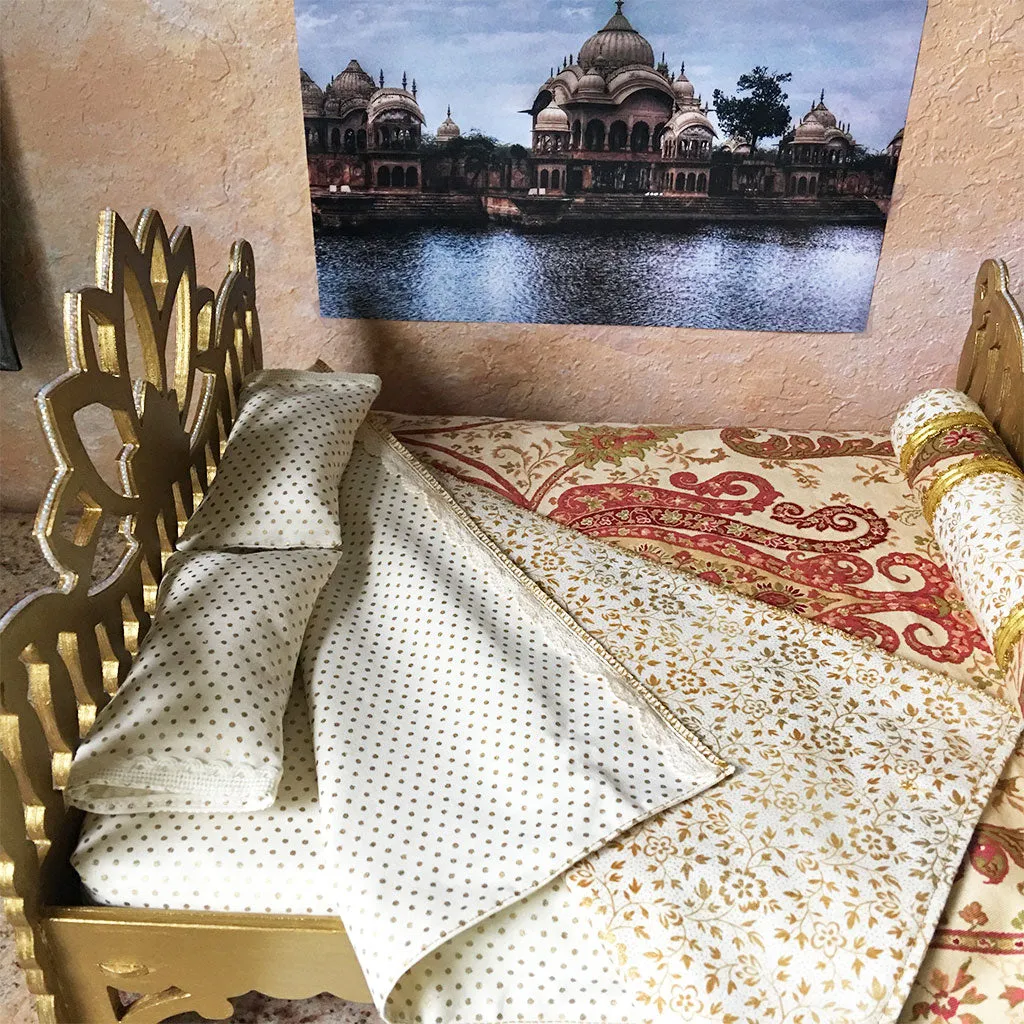 Vrindavan Opulence - Gold Lotus Bed - 14 1/2" Inch