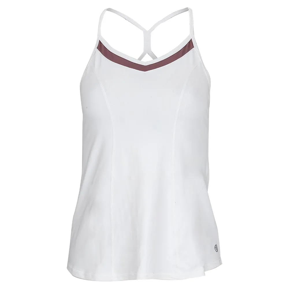 Women's Elite Volley Tennis Tank White and Dusty Mauve