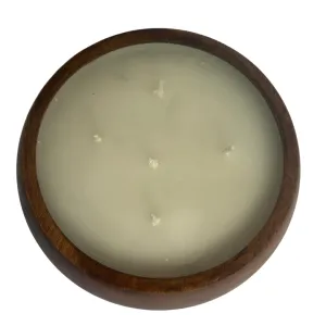 Wooden Brown Round Bowl Scented Candles with 360 Grams Pack of 1 (Jesmine)