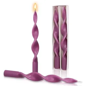 YUKCAXDLS Spiral Candle Purple Candlesticks - 10Inch Unscented Tapered Candle 2 PCS Handmade Candlestick Colorful Twisted Candle for Home Décor Weddings(Purple)